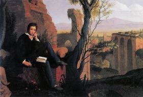 Posthumous Portrait of Shelley Writing Prometheus Unbound 1845 Joseph Severn [Public domain], via Wikimedia Commons
